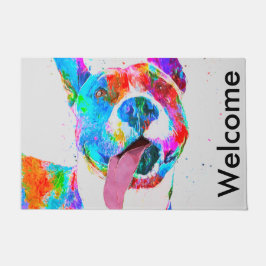Felpudo Arte pop colorido de Terrier de pitbull