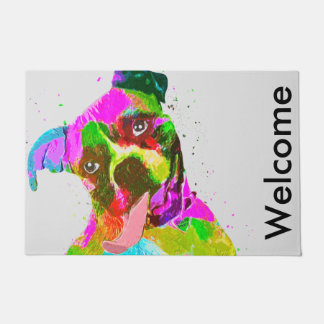 Felpudo Arte pop colorido del perro del boxeador