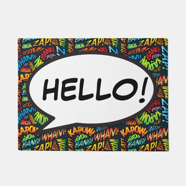 Felpudo Arte Pop de Cómic Personalizado HOLA (Anverso)