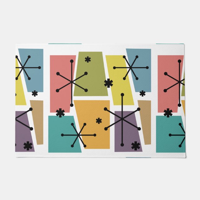 Felpudo Arte pop de la era atómica multicolor (Anverso)