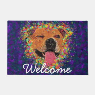 Felpudo Arte pop feliz del pitbull