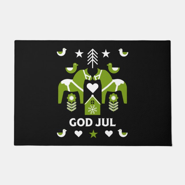 Felpudo Arte popular sueco de God Jul (Anverso)
