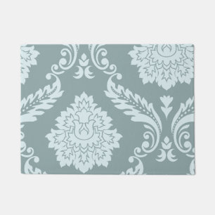 Felpudo Arte Rococó Damask I Azul Huevo de Pato+Verde Teal