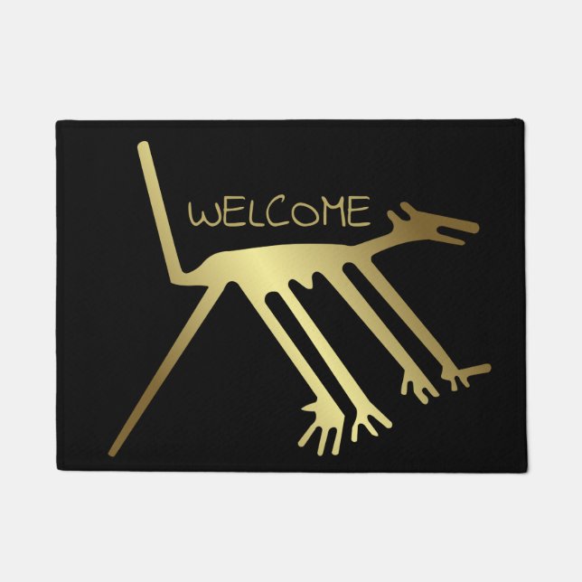 Felpudo Arte tribal de animales antiguos (Anverso)