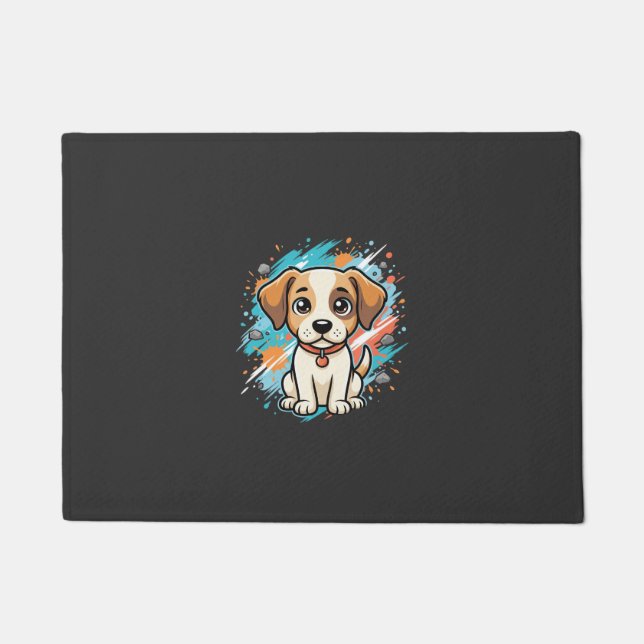 Felpudo Arte vectorial de perro lindo con salpicaduras de  (Anverso)