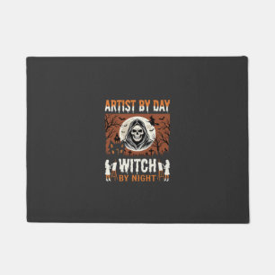 Felpudo Artista de Halloween de Día Bruja de Noche Diseño