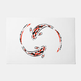 Felpudo Artista de pescado Koi japonés negro y rojo