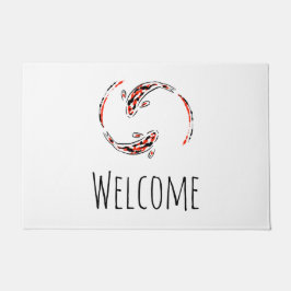 Felpudo Artista de pescado Koi japonés negro y rojo