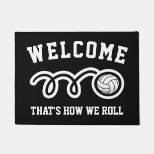 Felpudo Así es como ruedo divertido cartel de voleibol de