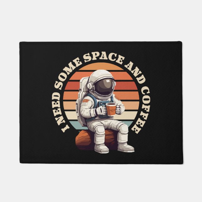Felpudo Astronauta bebiendo café (Anverso)