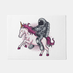Felpudo Astronauta montando una camiseta de Unicornio rosa