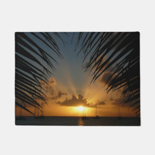 Felpudo Atardecer a través de la orilla de la palma