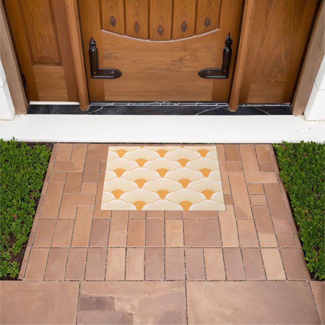 Felpudo Atardecer, naranja tonal, textura de hormigón (Exterior)