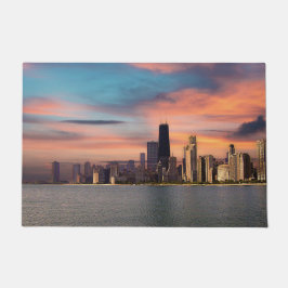 Felpudo Atardecer profundo sobre Chicago