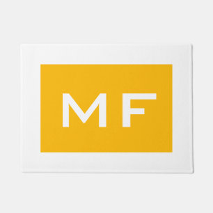 Felpudo Atractivo Monograma Amarillo Blanco Su Nombre