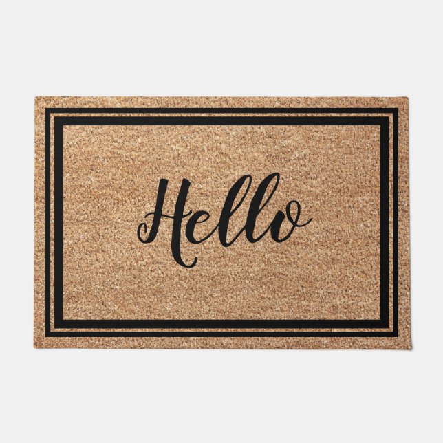 Felpudo Audaz Friendly Hello Faux Coir Doormat Design (Anverso)