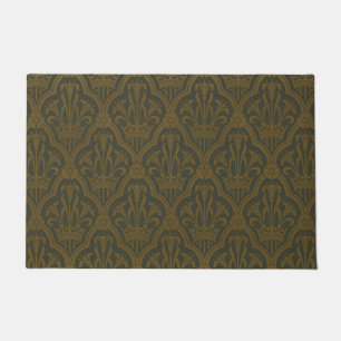 Felpudo Audsley Oro Antiguo Lirio Corona Verde Damask Arte