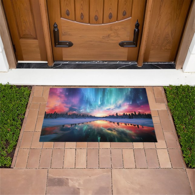 Felpudo Aurora boreal, luces del norte, (Exterior)