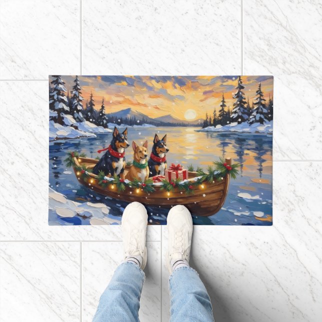 Felpudo Australian Kelpie Christmas Boat Holiday (Interior)