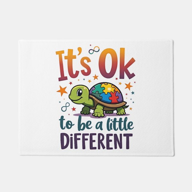 Felpudo Autism Awareness It's Ok To Be A Little Different  (Anverso)