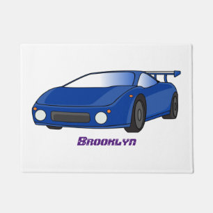 Felpudo Autobús deportivo azul con ilustracion aéreo