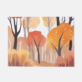 Felpudo Autumn Fall Foliage Forest Watercolor Leaves