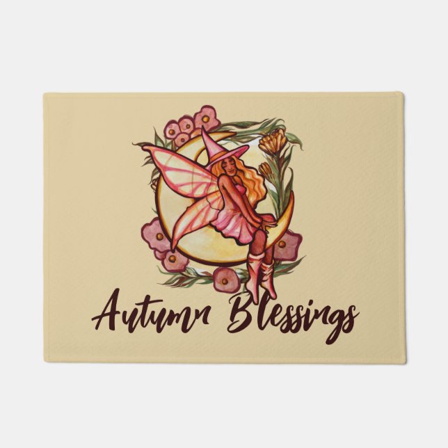 Felpudo Autumn Moon Fairy Witch Fall Fairies (Anverso)