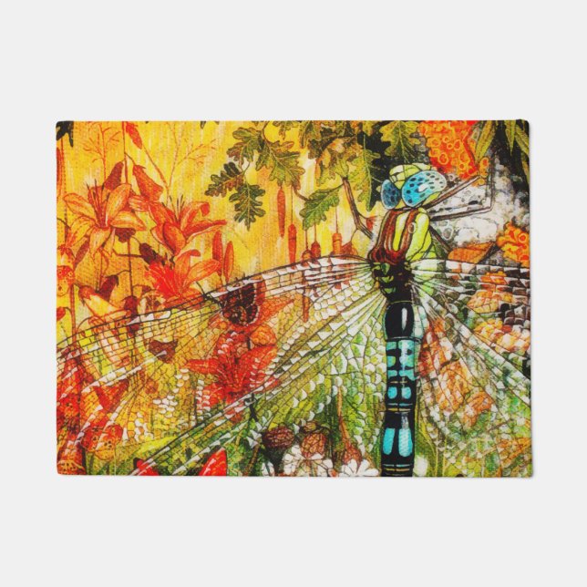 Felpudo Autumn Wild Forest Dragon Fly (Anverso)