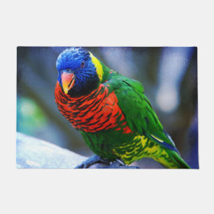 Felpudo Ave amarillo verde azul rojo foto moderna