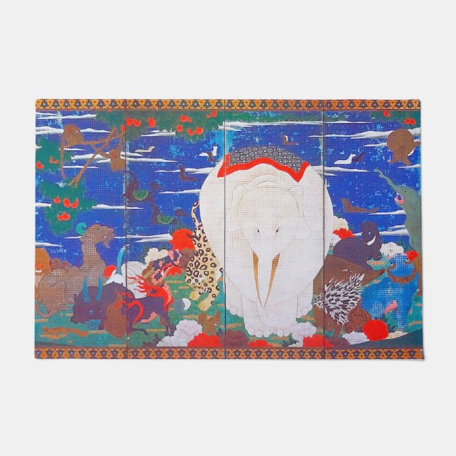 Felpudo Aves, animales y plantas (derecha) Jakuchū (Anverso)