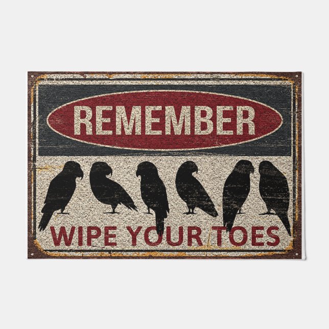 Felpudo Aves Simples Recuerdan Limpiar Sus Toques (Anverso)