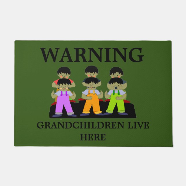 Felpudo Aviso a los nietos de vivir aquí (Anverso)