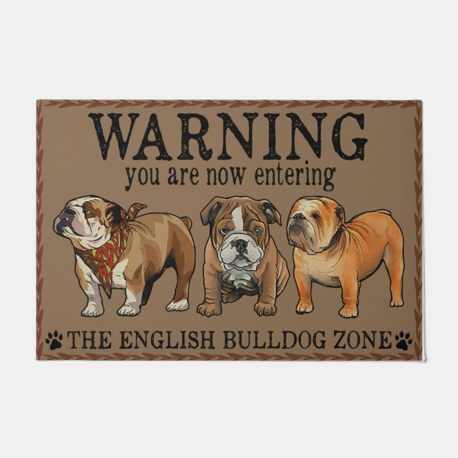 Felpudo Aviso Bulldog inglés Doormat, Bulldog Lover Mat (Anverso)