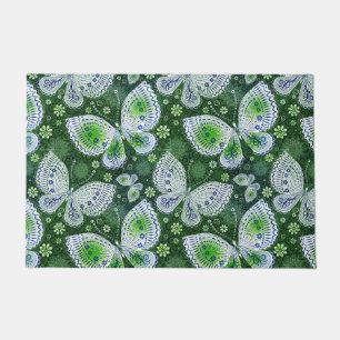 Felpudo Away Paisley Butterfly Print Green