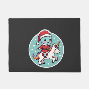 Felpudo Axolote Unicornio Kawaii Navidad Santa Feliz Navid