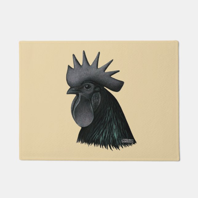 Felpudo Ayam Cemani Rooster Head (Anverso)