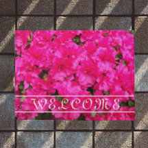 Azalea rosa florece Doormat de bienvenida