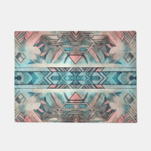 Felpudo Azteca Pastel Sudoeste Rosa Y Azul