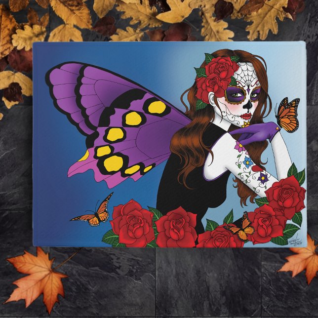 Felpudo Azúcar Morada Calavera Hada Rosas Rojas Monarcas G (Subido por el creador)