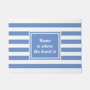 Felpudo Azul Aciano y Raya Blanca Personalizado