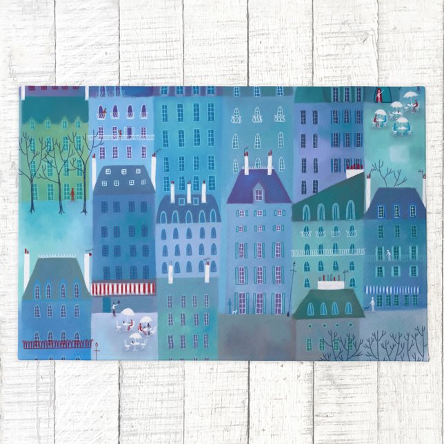 Felpudo Azul de París (Paris blues painting art doormat)