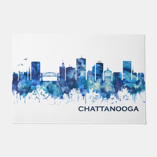 Felpudo Azul del horizonte de Chattanooga Tennessee (Anverso)