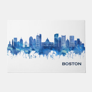 Felpudo Azul del Skyline de Boston Massachusetts