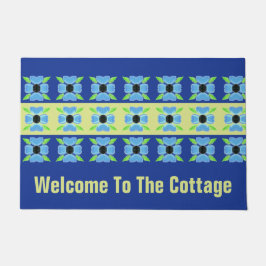 Felpudo Azul Florido Con Lime