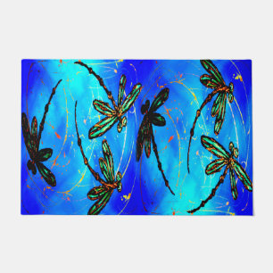 Felpudo Azul iluminado con libélula