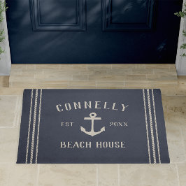 Felpudo Azul marino | Beach House Rustic Anchor Personaliz