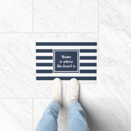 Felpudo Azul Marino y Raya Blanca Personalizado
