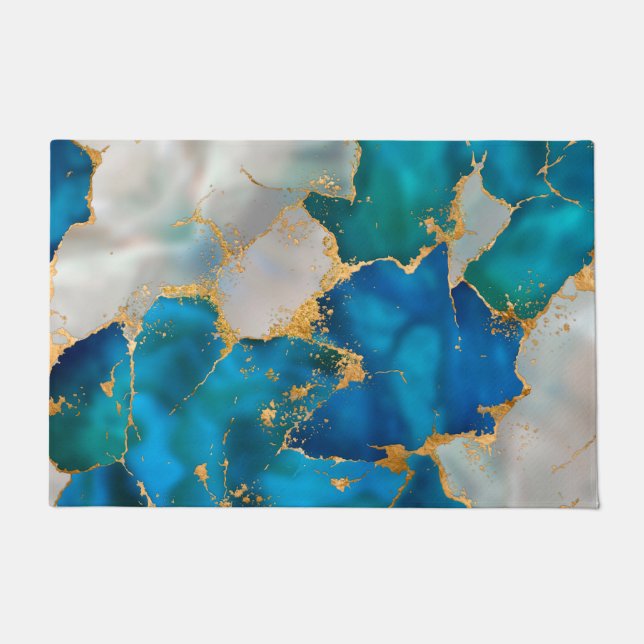 Felpudo Azul, Verde azulado, perla y oro (Anverso)