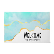 Azul verde tropical tranquilo con borde dorado