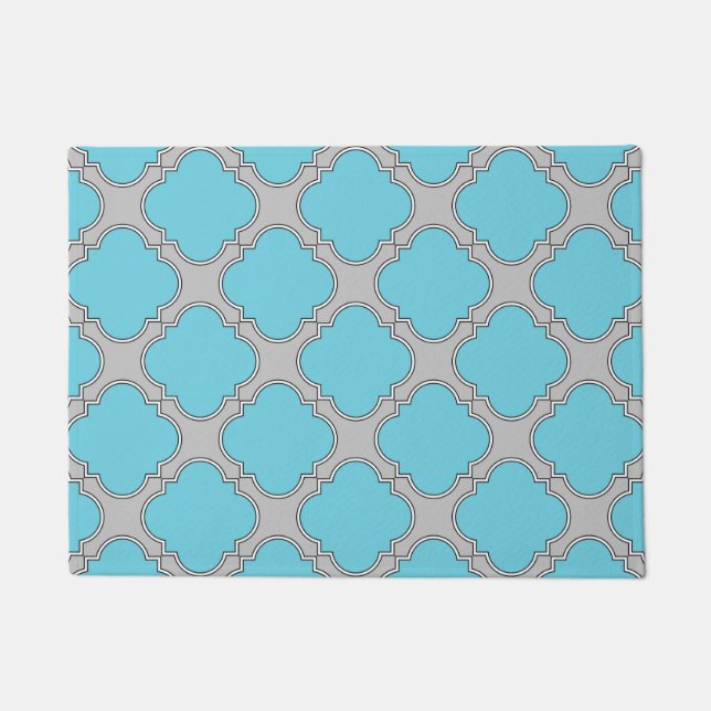 Felpudo azul y gris de quatrefoil (Anverso)